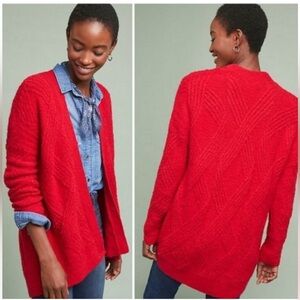 Moth by Anthropologie Red Open Front Cardigan size XL